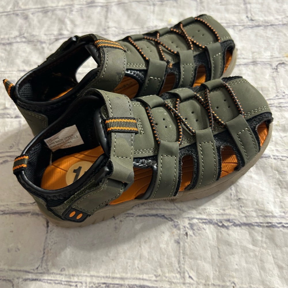 EDDIE BAUER EDMUND CLOSED TOE BOYS (2023) GREEN/ORANGE RUBBER SOLES SANDALS 11